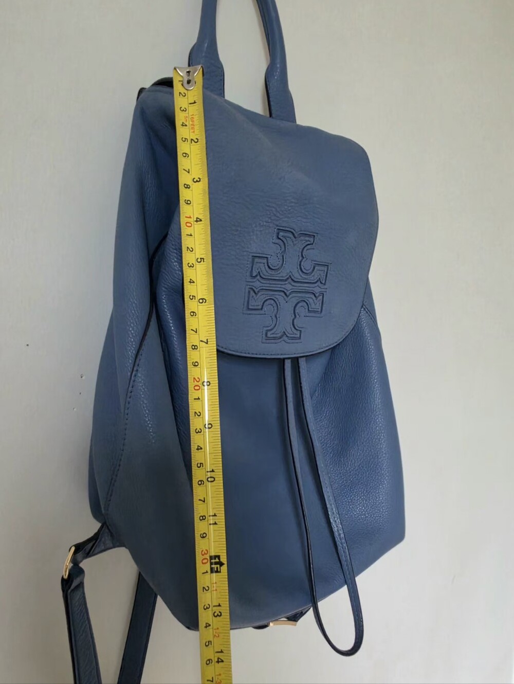 Tory Burch Genuine Leather Backpack Blue Pebbled Leather Excellent Cond. - Picture 9 of 12